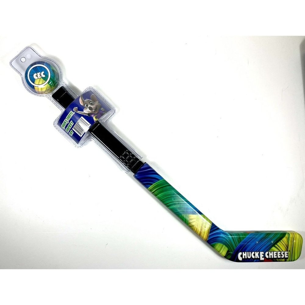 Chuck E Cheese Hockey Stick Set Plastic 20" + Puck New Unopened Collectible Toy